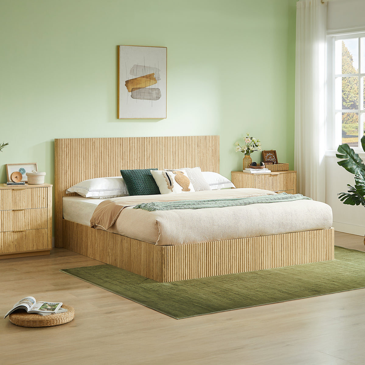 King Hydraulic Lift Up Storage Bed Frame Oak