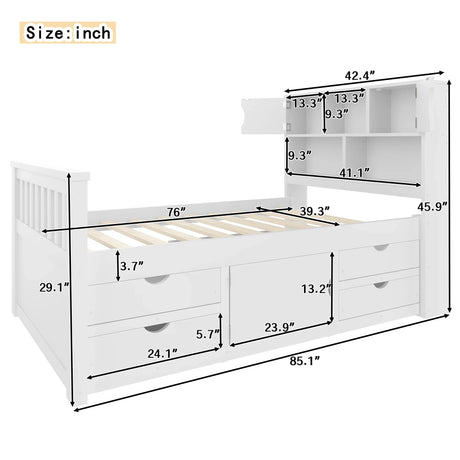 Twin Captain Platform Bed Frame With Storage Drawers - Omega Lifestyles