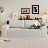 Modern White Fabric Foam High-Density Support Sofa
