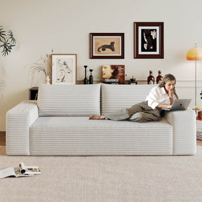 Modern White Fabric Foam High-Density Support Sofa - Omega Lifestyles