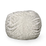 Large Faux Fur Foam-Filled Rounded Bean Bag Chair - Omega Lifestyles