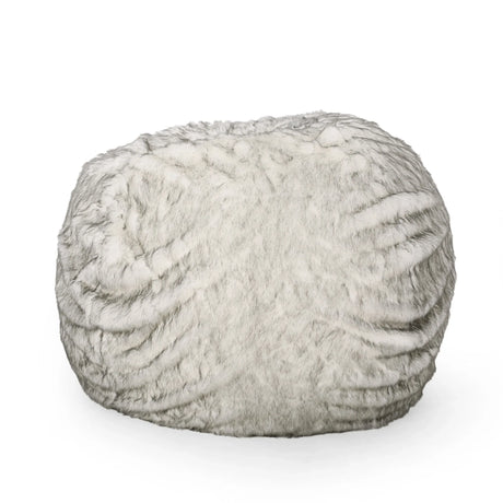 Large Faux Fur Foam-Filled Rounded Bean Bag Chair - Omega Lifestyles