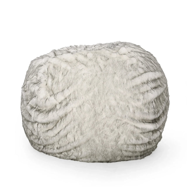 Large Faux Fur Foam-Filled Rounded Bean Bag Chair - Omega Lifestyles