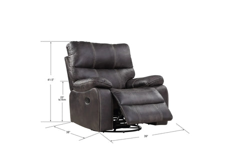 Gray Fabric Swivel Gliding Recliner Chair - Omega Lifestyles