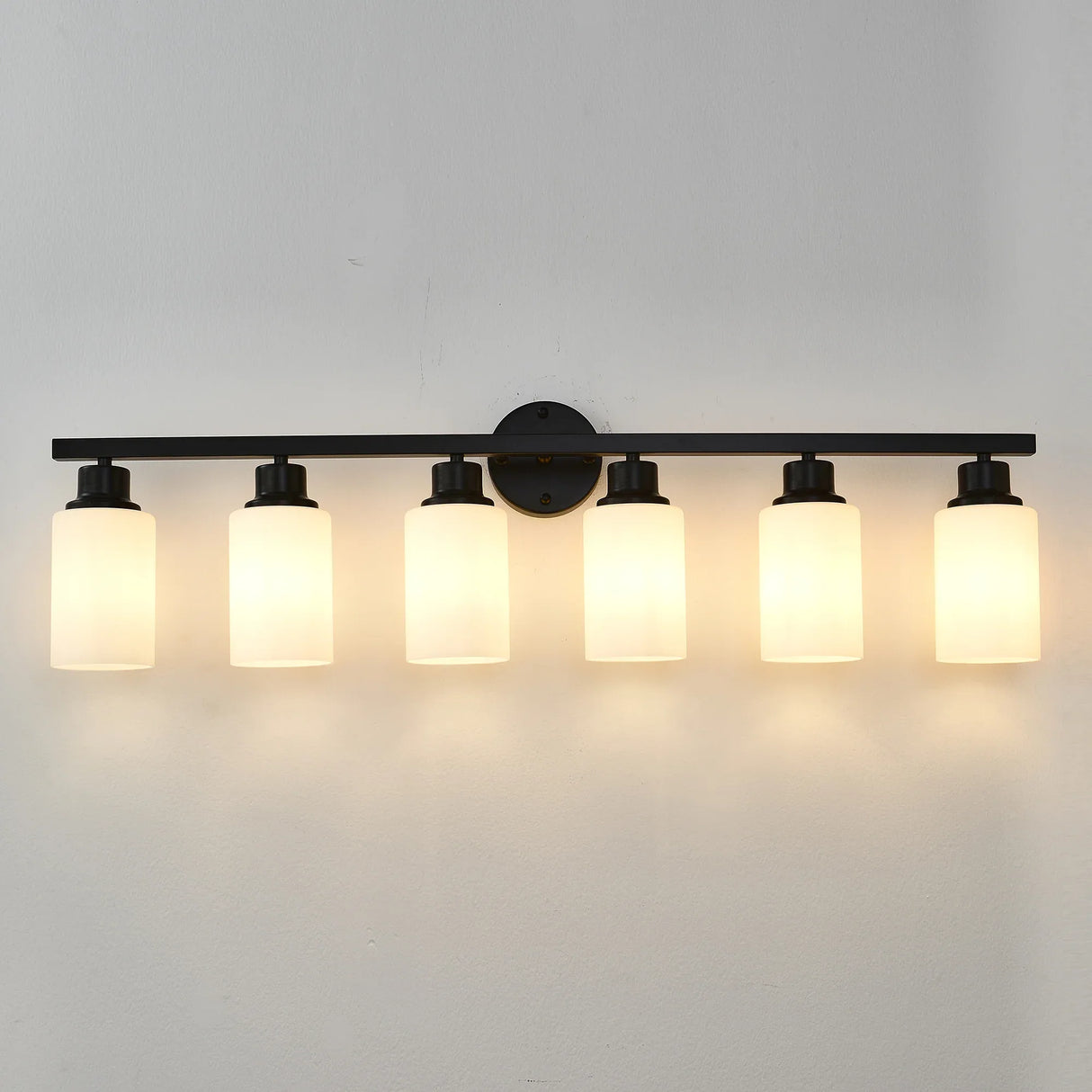 Matte Black Glass Shade 6-Light Wall Sconce Lighting - Omega Lifestyles