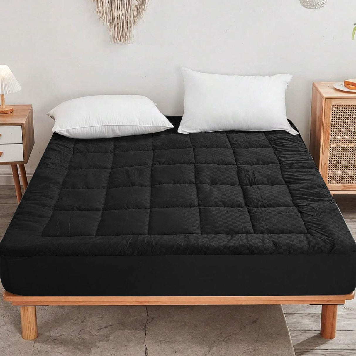 Ultra-Plush Black Cotton Mattress Bedspread Queen - Sleep Galleria