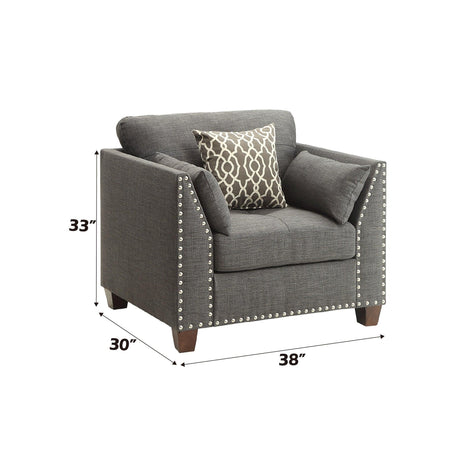 Upholstered Linen Accent Chair With 3 Pillows - Omega Lifestyles