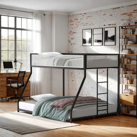 Contemporary Twin Over Full Metal Bunk Bed Mattress Ready - Omega Lifestyles