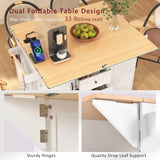 Folding Kitchen Island Cart With Power Outlet and Storage - Omega Lifestyles