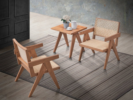 3-Piece Solid Wood Rattan Accent Chair And End Table Set - Omega Lifestyles