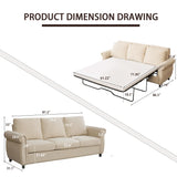 Medium-Firm Linen Sleeper Sofa Bed With Pull-Out Mattress - Omega Lifestyles