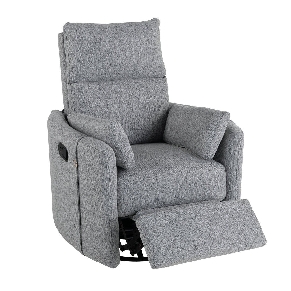 Manual Rocker Swivel Linen Upholstered Recliner Chair With Pillows - Omega Lifestyles
