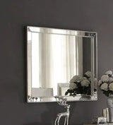 Contemporary Silver Synthetic Wood Framed Mirror 28x32 Inch - Omega Lifestyles