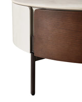 Round Ceramic Top Coffee Table With Drawers And Metal Legs - Omega Lifestyles