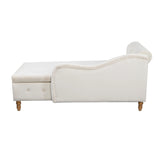 Beige Velvet Classic Storage Chaise Lounge Chair - Omega Lifestyles