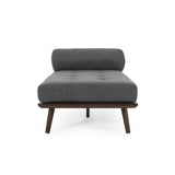 Mid-Century Button-Tufted Charcoal Fabric Chaise Lounge - Omega Lifestyles