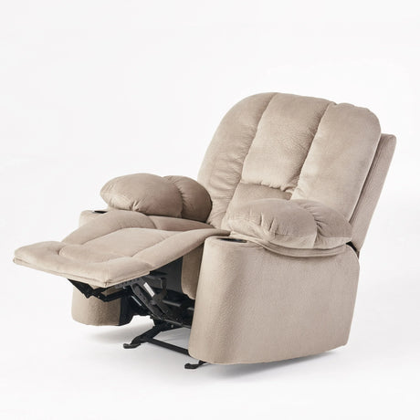 Manual Recliner Chair With Skin-Friendly Fabric And Cup Holders - Omega Lifestyles
