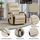 Power Beige Faux Leather Dual Motor Massage Recliner Chair - Omega Lifestyles