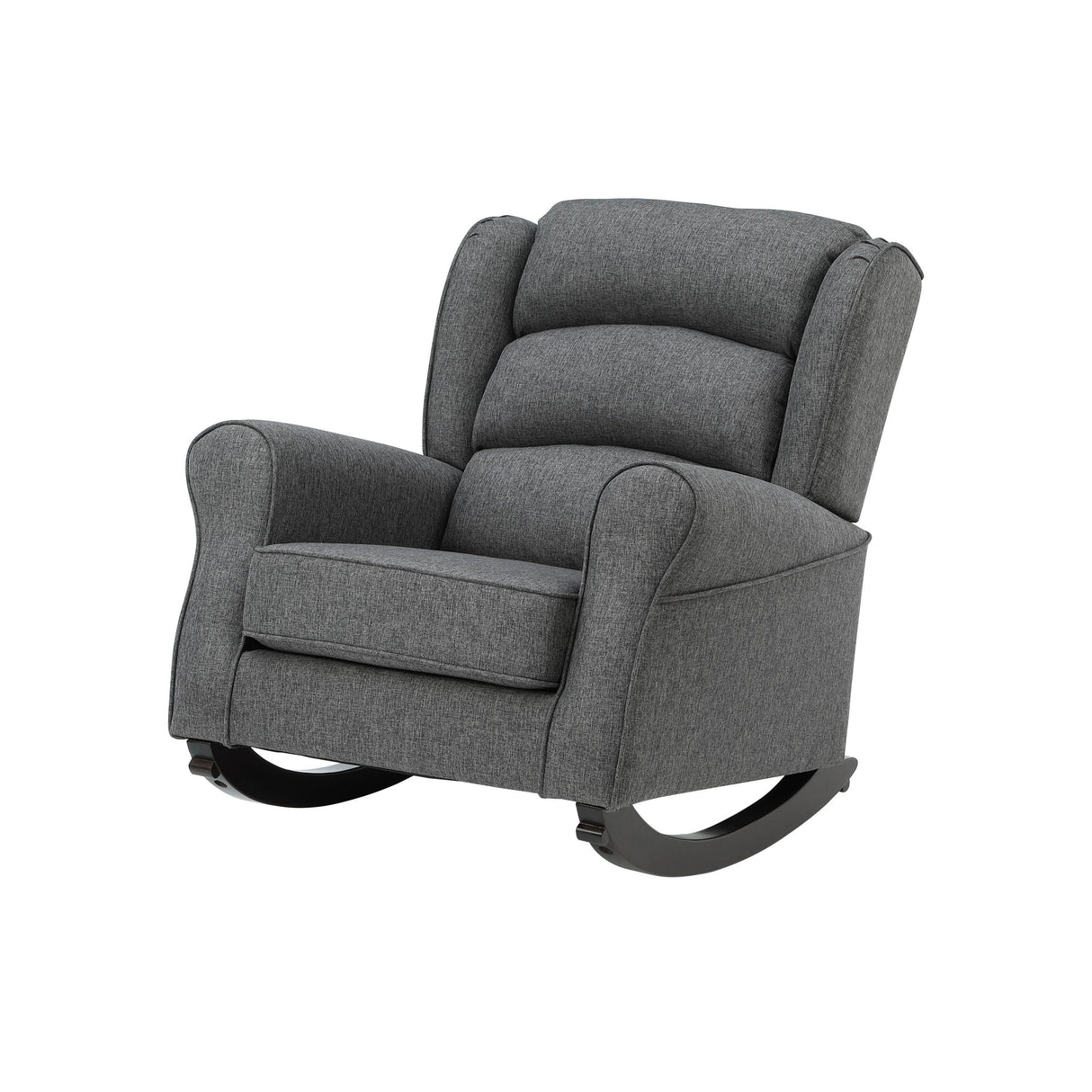 Gray Fabric Pocket Coil Rocking Chair With Wooden Legs - Omega Lifestyles