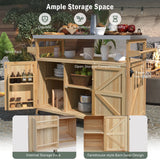 Farmhouse Solid Fir Wood Outdoor Kitchen Island Cart - Omega Lifestyles