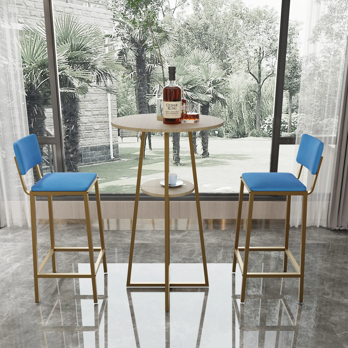Three Piece Bar Table And Chairs Set With Storage - Omega Lifestyles