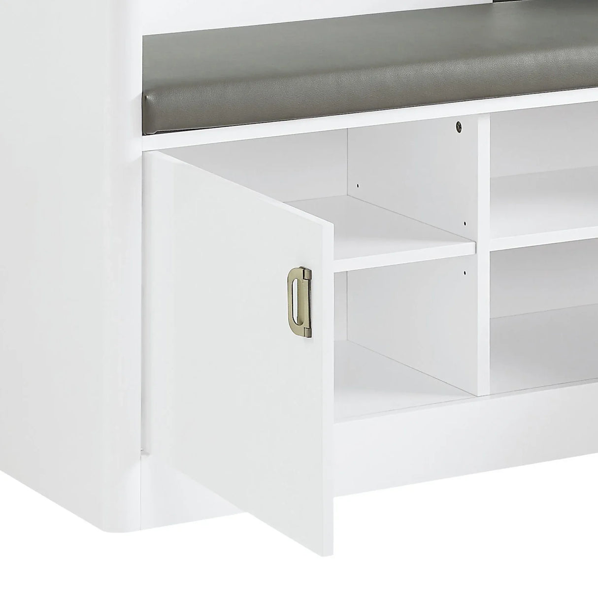 Contemporary White Upholstered Hall Tree With Storage Bench - Omega Lifestyles