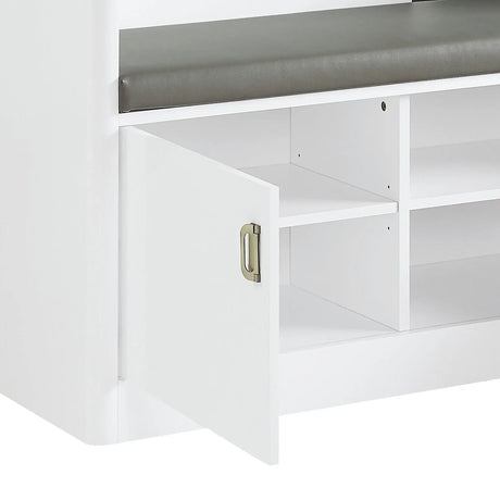 Contemporary White Upholstered Hall Tree With Storage Bench - Omega Lifestyles