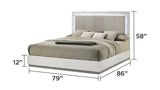 Modern White Lacquer Wood King Bed Frame With LED Lighting - Omega Lifestyles