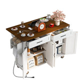 Farmhouse Style Rolling Kitchen Island With Power Outlet - Omega Lifestyles