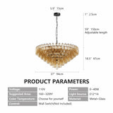 Modern Round 37-Inch Smoke Glass Dimmable Chandelier - Omega Lifestyles