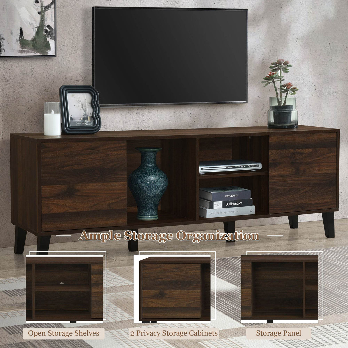 Mid Century Retro Particle Board TV Stand Console - Omega Lifestyles