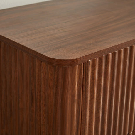 Modern Walnut 6-Drawer Dresser With Wave Design - Omega Lifestyles