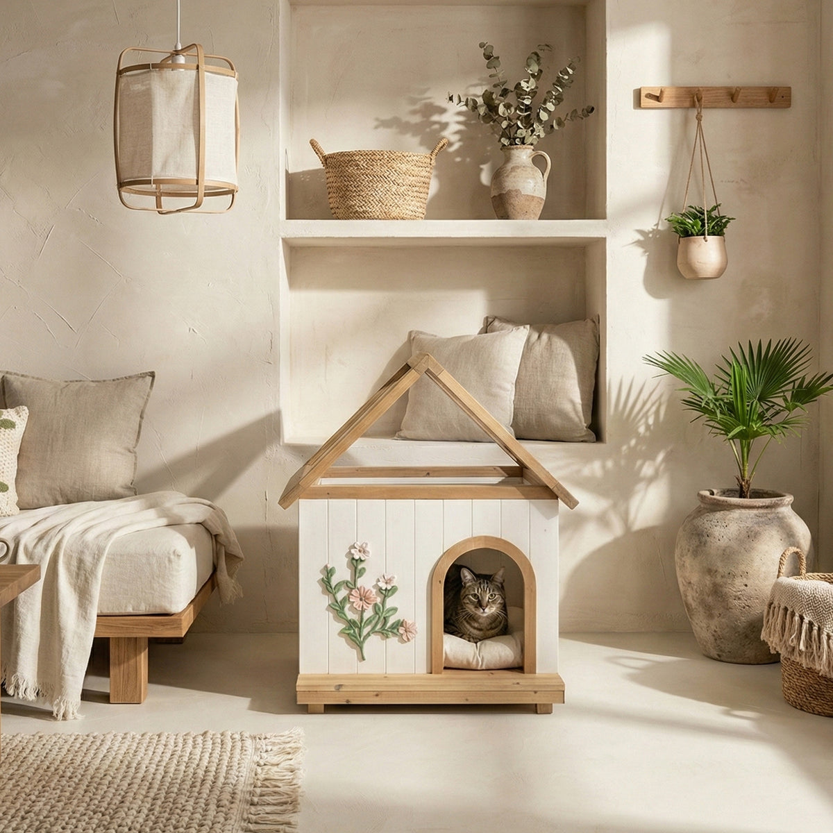 Contemporary FSC-Certified Cedar Pet House With Acrylic Roof