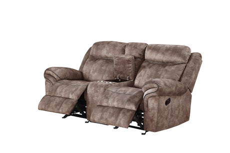 Chocolate Velvet Recliner Loveseat With USB Port Console - Omega Lifestyles