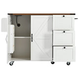 Farmhouse Kitchen Island Cart With Power Outlet - Omega Lifestyles