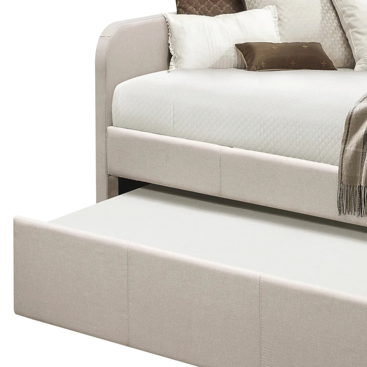 Fog Upholstered Twin Daybed With Roll-Out Trundle - Omega Lifestyles