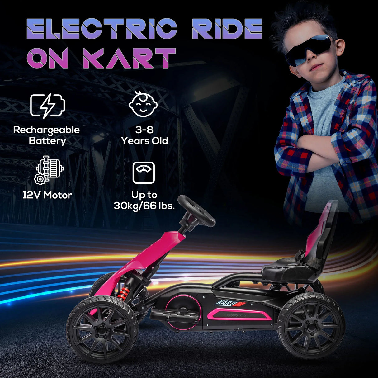 Electric Kids Go Kart With Adjustable Speed And Backrest - Omega Lifestyles