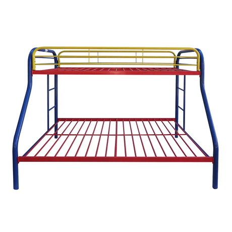 Twin Full Multi-Color Metal Tube Bunk Bed With Guardrails - Omega Lifestyles