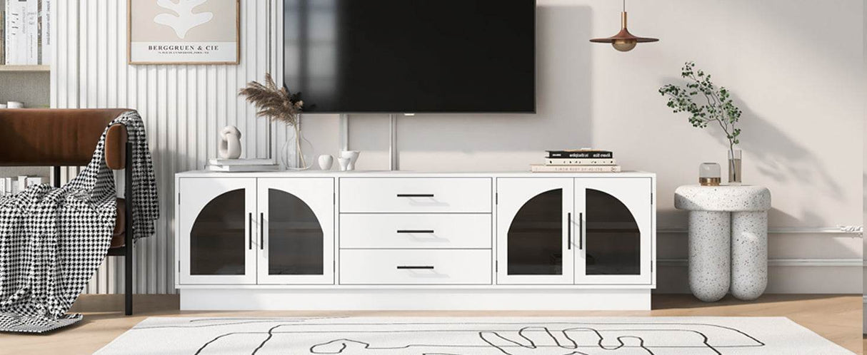 Modern Minimalist White MDF TV Stand With Storage - Sleep Galleria