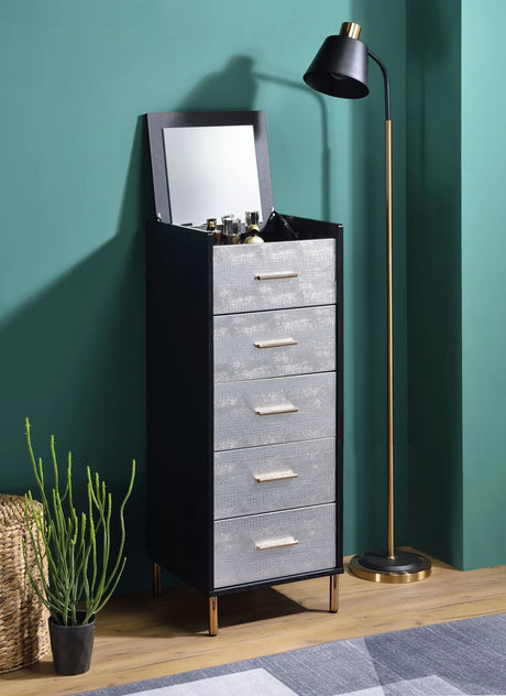 Metal Mirror Jewelry Armoire With Storage Drawers - Omega Lifestyles