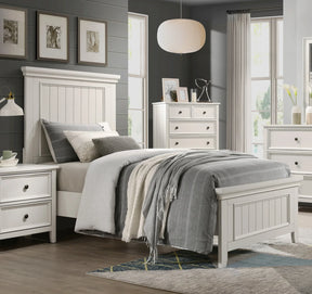 Twin Farmhouse White Wood Panel Bed Frame - Omega Lifestyles