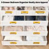 9-Drawer White Metal Tall Dresser With Smooth Drawers - Omega Lifestyles