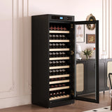 Temperature-Controlled Multi-Tiered Black Wood Wine Cabinet - Omega Lifestyles