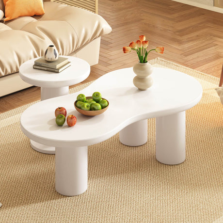 Nesting 2-Piece White MDF Coffee Table Set - Sleep Galleria
