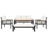 5-Piece Acacia Wood Iron Frame Patio Furniture Set - Omega Lifestyles