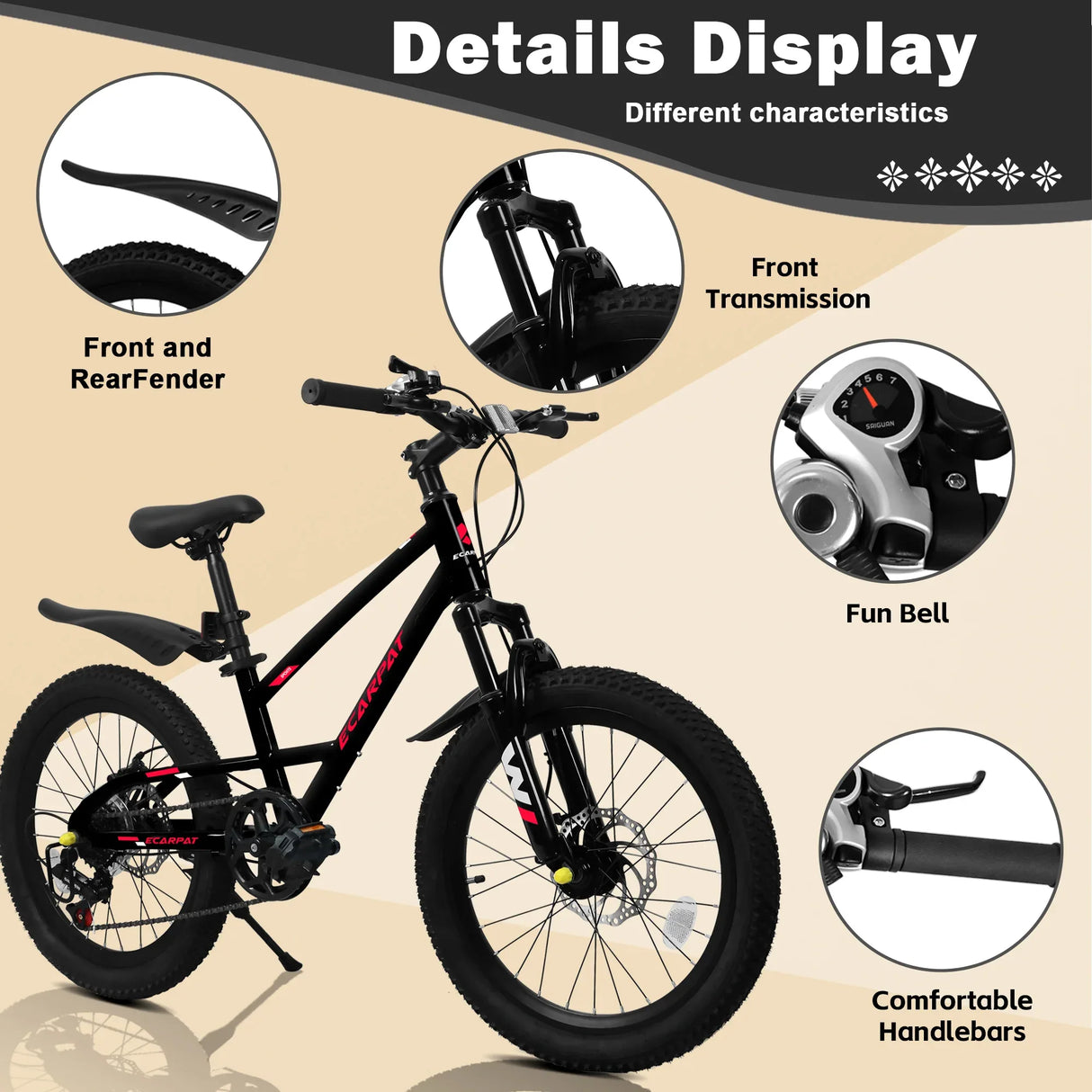 20-Inch 7-Speed Front Suspension Kids Mountain Bike - Omega Lifestyles