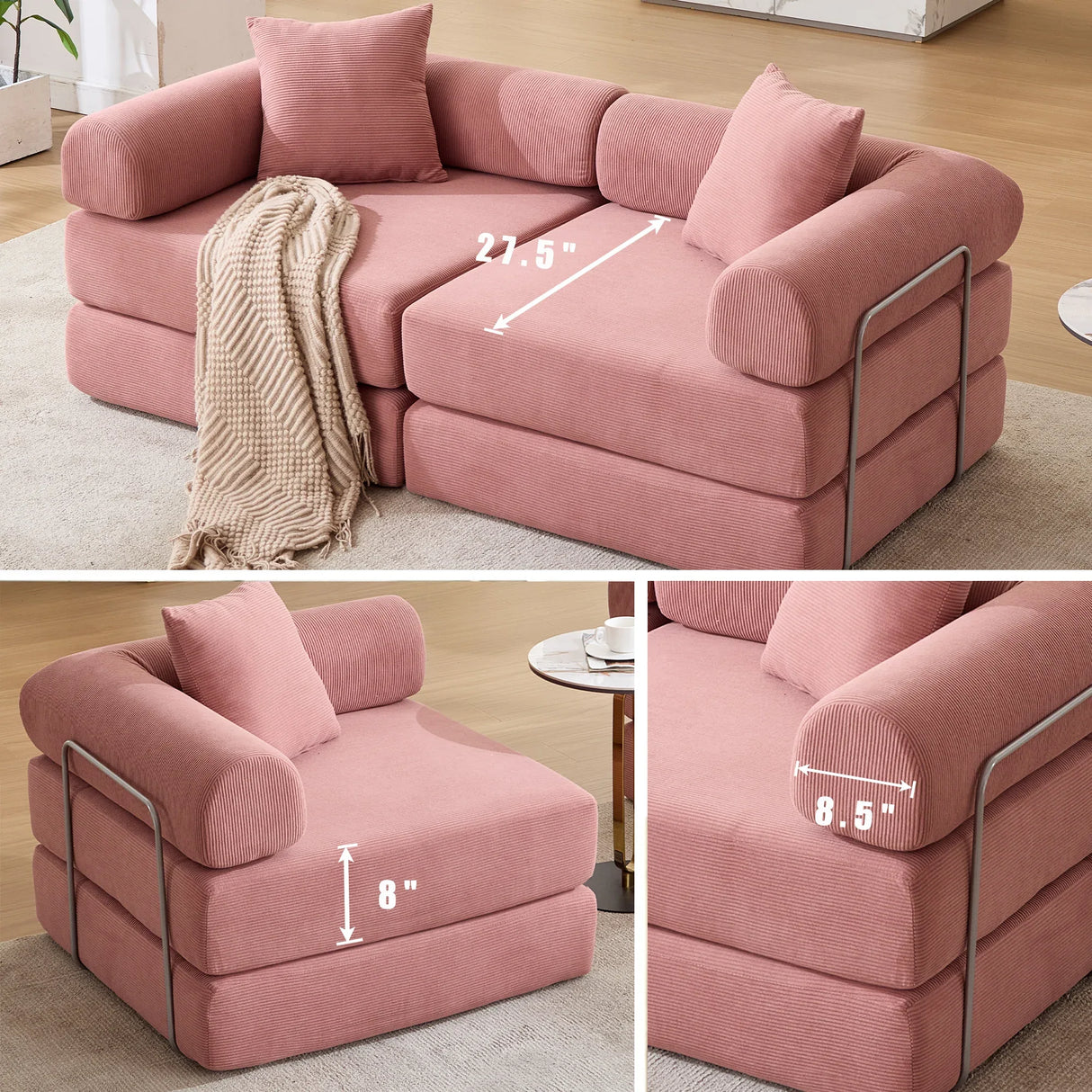 Modular Folding Convertible Corduroy Sofa Bed - Omega Lifestyles