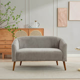 Corduroy Upholstered Modern Gray Loveseat Sofa With Walnut Legs - Omega Lifestyles