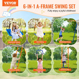 6-in-1 Metal A-Frame Backyard Swing Set With Accessories - Omega Lifestyles