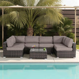 7-Piece Modern Weather-Resistant Wicker Outdoor Conversation Set - Omega Lifestyles